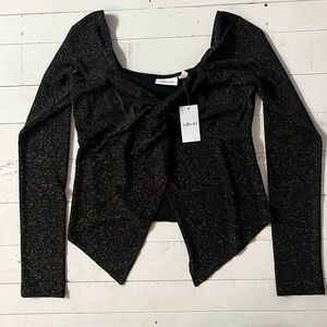 NWT Willow & Root Black Glitter Top